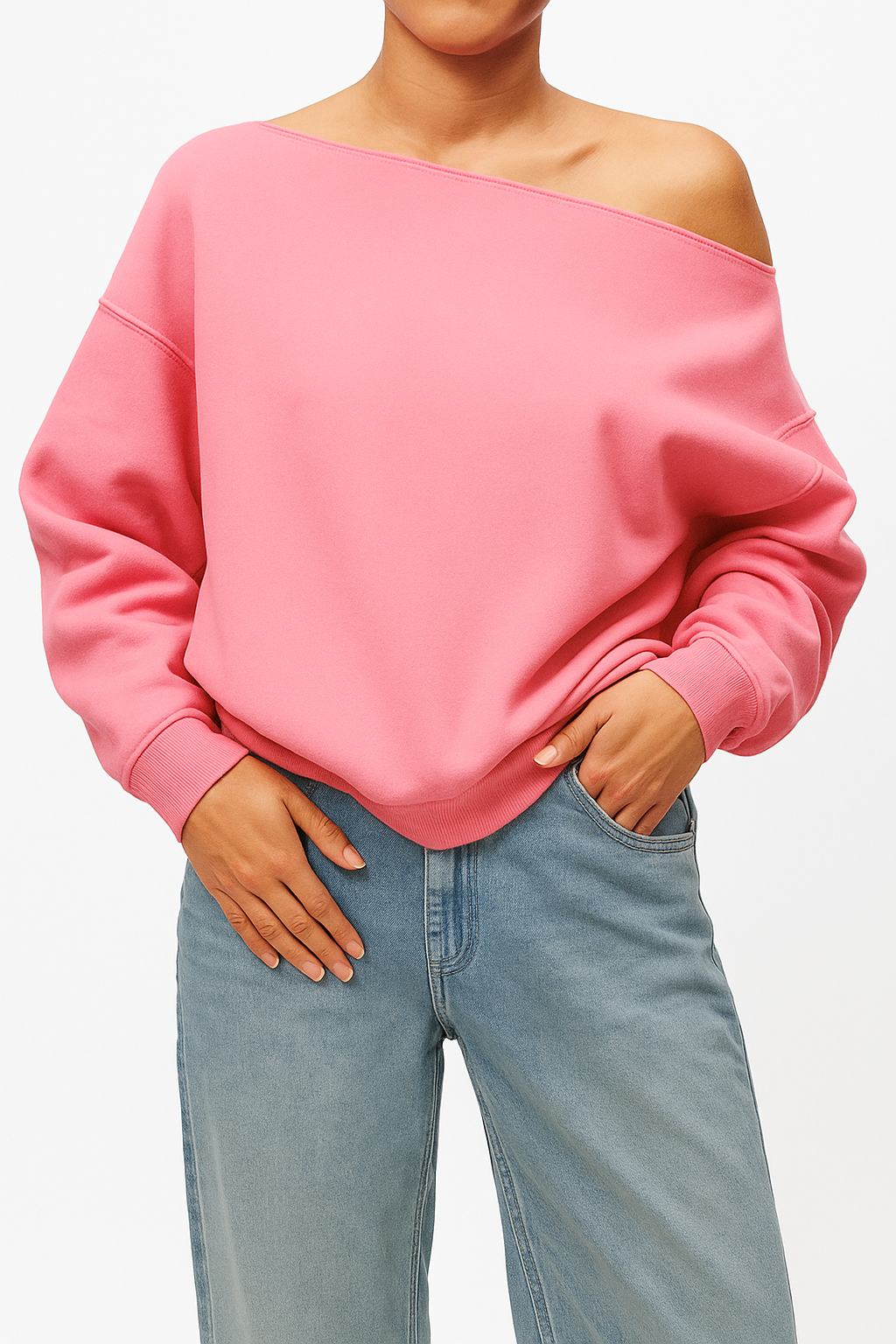 Off-shoulder drop sweater