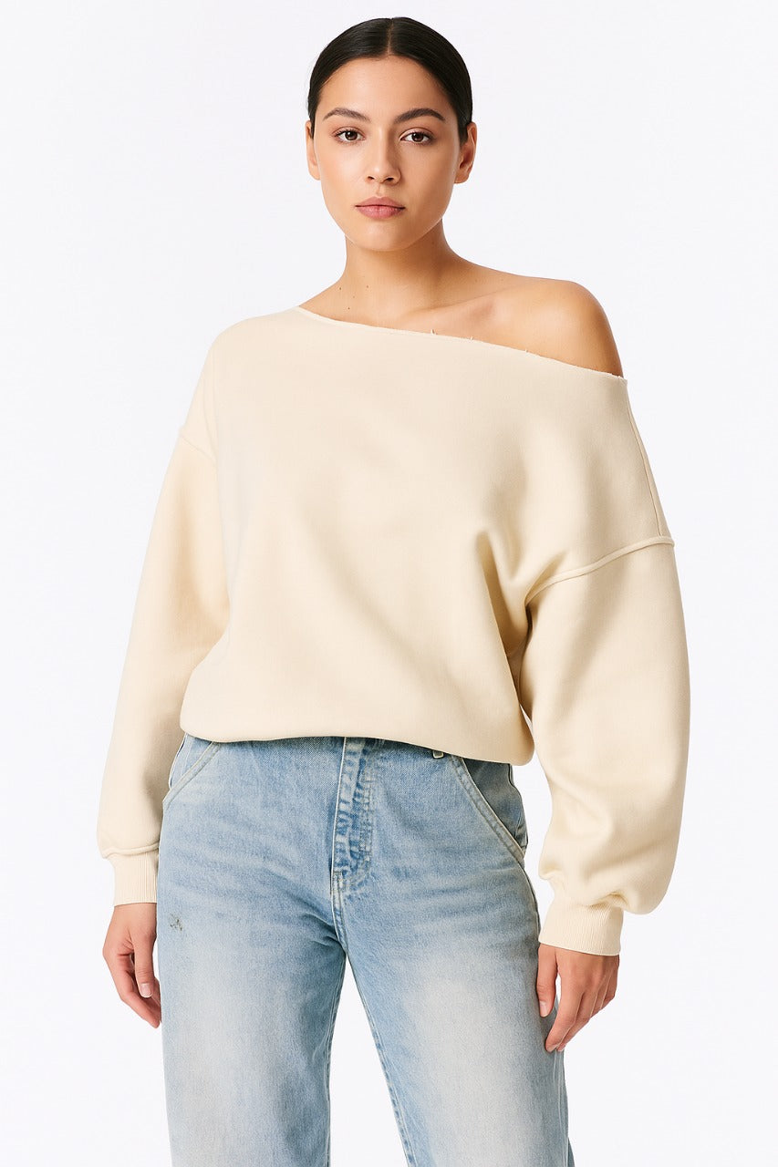 Off-shoulder drop sweater