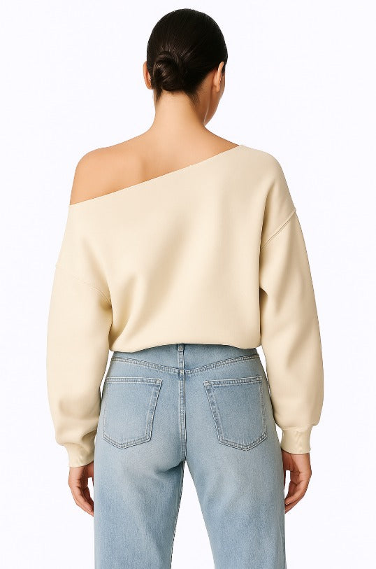 Off-shoulder drop sweater