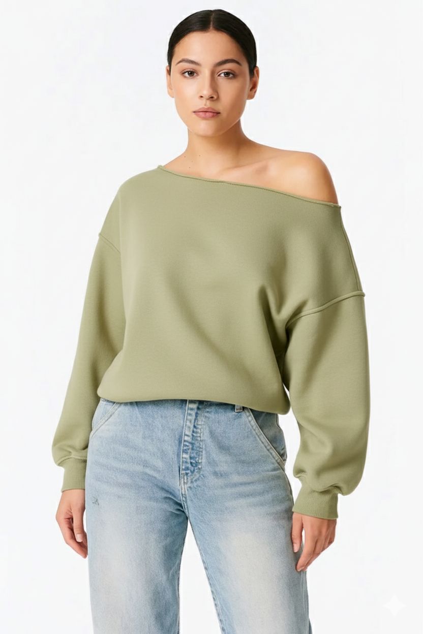 Off-shoulder drop sweater
